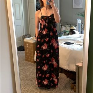 Black Floral Maxi Dress M